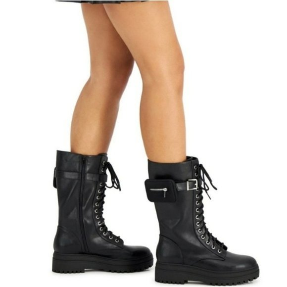 Wild Pair Shoes - Wild Pair Shannon Zip Pocket Booties Black